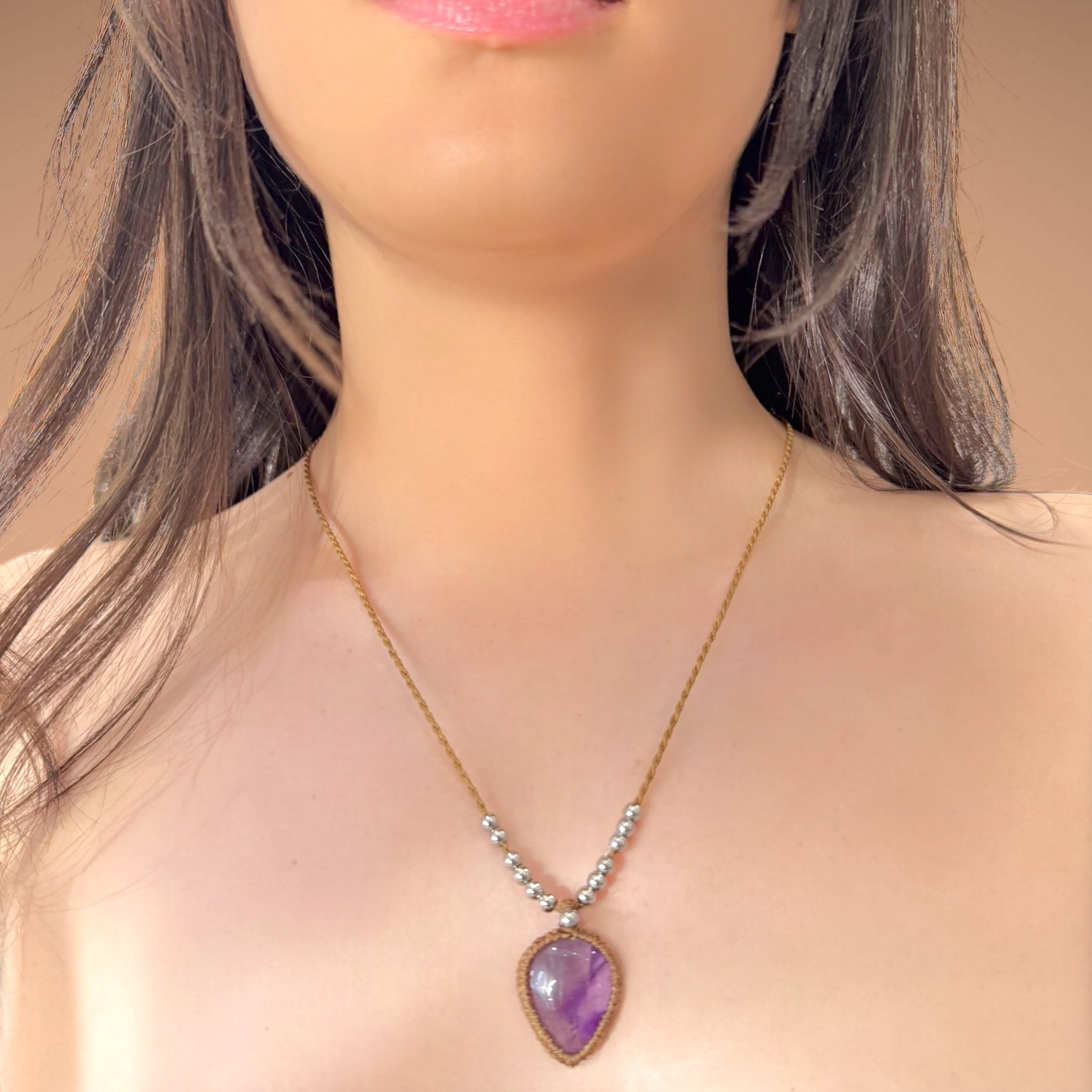 Collana ametista 22x18mm Sharifa Crystals